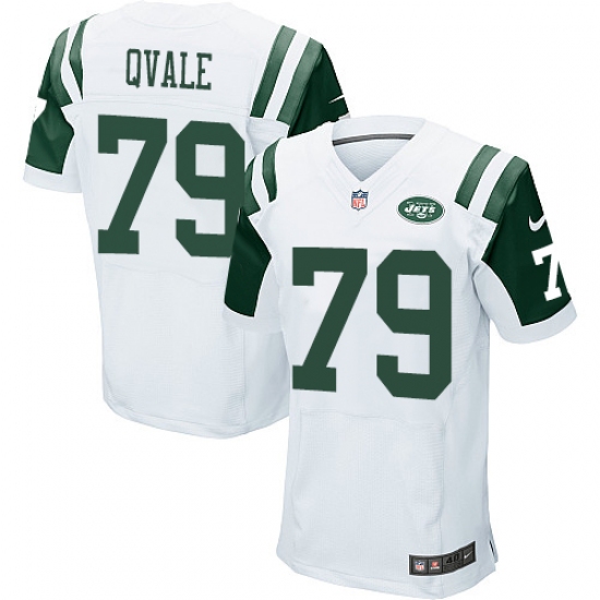 Men's Nike New York Jets 79 Brent Qvale Elite White NFL Jersey