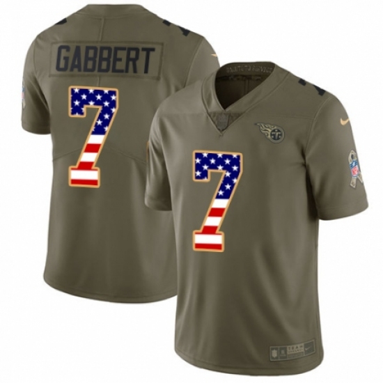 Youth Nike Tennessee Titans 7 Blaine Gabbert Limited Olive/USA Flag 2017 Salute to Service NFL Jersey