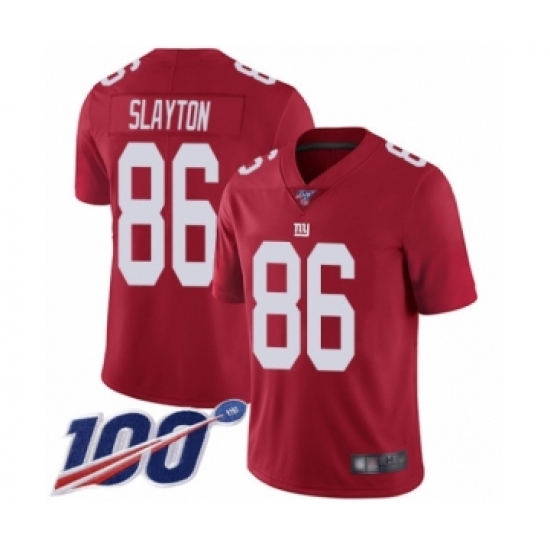 Men's New York Giants 86 Darius Slayton Red Limited Red Inverted Legend 100th Season Football Jersey