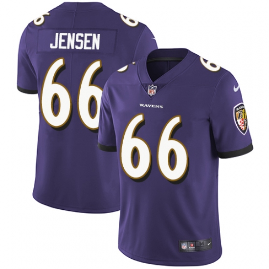 Youth Nike Baltimore Ravens 66 Ryan Jensen Purple Team Color Vapor Untouchable Limited Player NFL Jersey