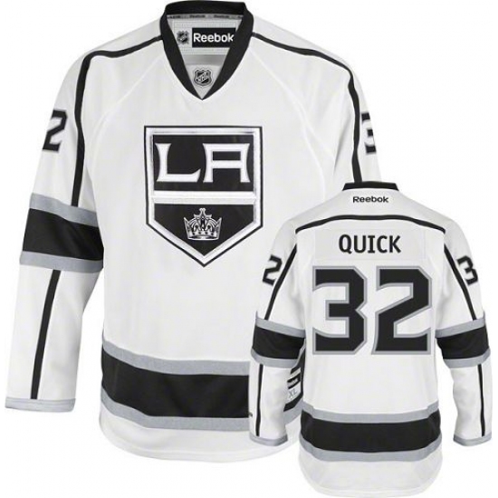 Men's Reebok Los Angeles Kings 32 Jonathan Quick Authentic White Away NHL Jersey