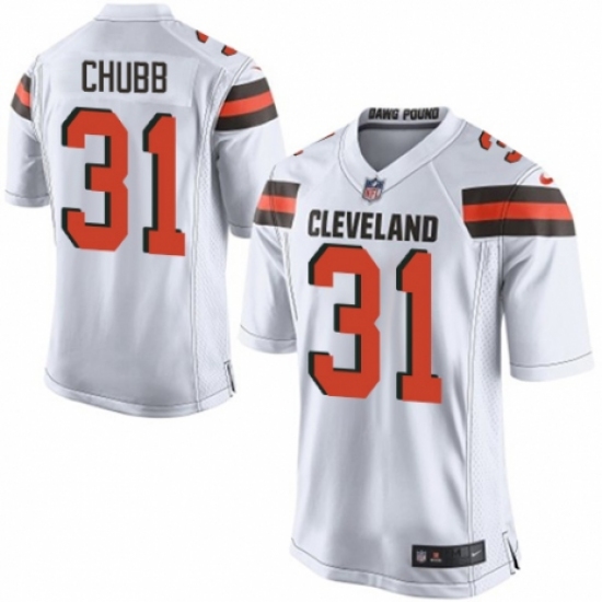 Men's Nike Cleveland Browns 31 Nick Chubb Game White NFL Jersey