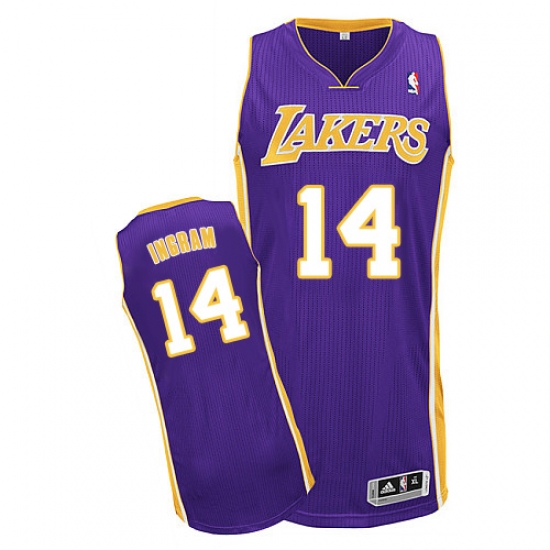 Men's Adidas Los Angeles Lakers 14 Brandon Ingram Authentic Purple Road NBA Jersey