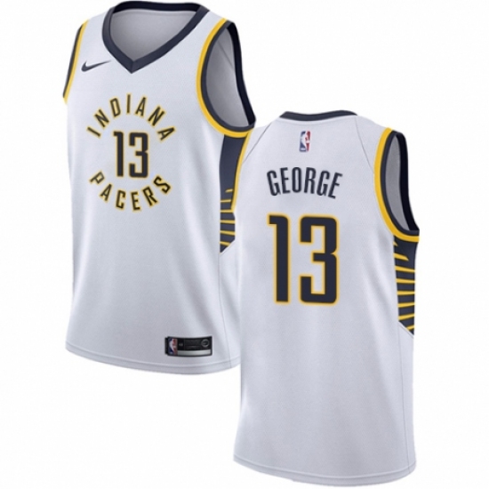 Men's Nike Indiana Pacers 13 Paul George Authentic White NBA Jersey - Association Edition