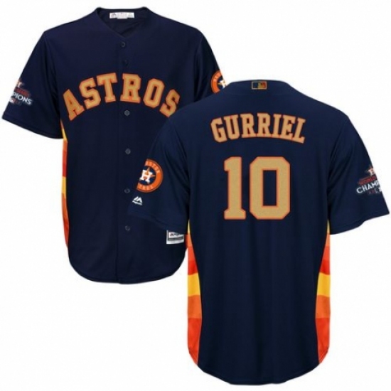 Men's Majestic Houston Astros 10 Yuli Gurriel Replica Navy Blue Alternate 2018 Gold Program Cool Base MLB Jersey