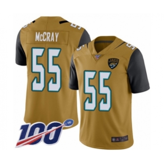 Men's Jacksonville Jaguars 55 Lerentee McCray Limited Gold Rush Vapor Untouchable 100th Season Football Jersey