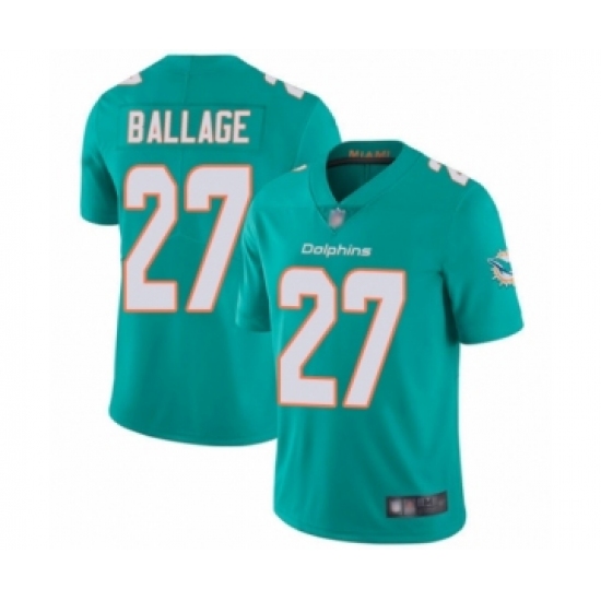 Men's Miami Dolphins 27 Kalen Ballage Aqua Green Team Color Vapor Untouchable Limited Player Football Jersey