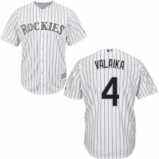 Men's Majestic Colorado Rockies 4 Pat Valaika Replica White Home Cool Base MLB Jersey