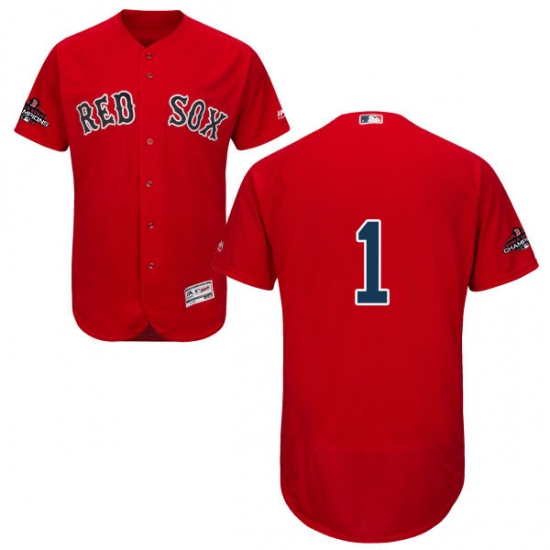 Men's Majestic Boston Red Sox 1 Bobby Doerr Red Alternate Flex Base Authentic Collection 2018 World Series Champions MLB Jersey