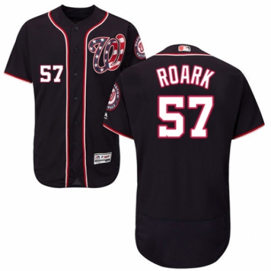 Men's Majestic Washington Nationals 57 Tanner Roark Navy Blue Alternate Flex Base Authentic Collection MLB Jersey