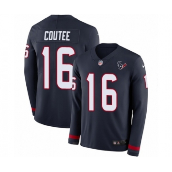 Men's Nike Houston Texans 16 Keke Coutee Limited Navy Blue Therma Long Sleeve NFL Jersey