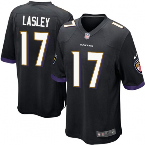 Men's Nike Baltimore Ravens 17 Jordan Lasley Game Black Alternate NFL Jersey