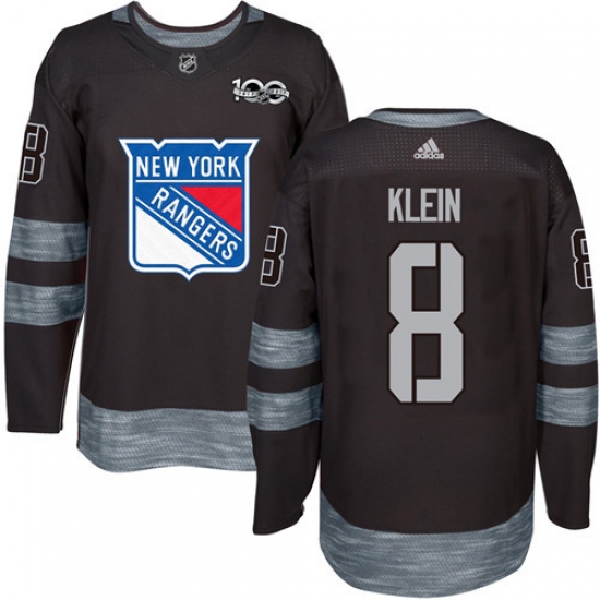 Men's Adidas New York Rangers 8 Kevin Klein Authentic Black 1917-2017 100th Anniversary NHL Jersey