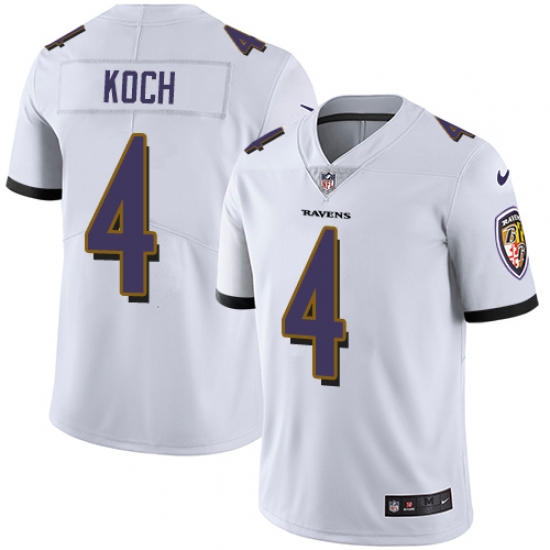 Youth Nike Baltimore Ravens 4 Sam Koch White Vapor Untouchable Limited Player NFL Jersey