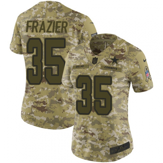 Women's Nike Dallas Cowboys 35 Kavon Frazier Limited Camo 2018 Salute to Service NFL Jersey