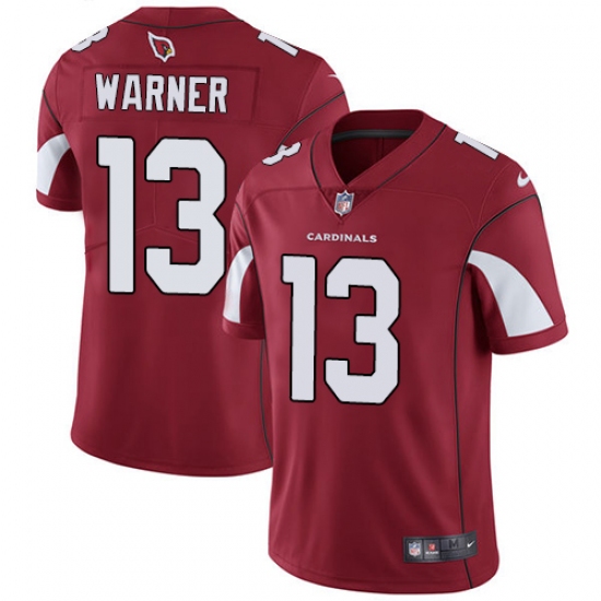 Men's Nike Arizona Cardinals 13 Kurt Warner Red Team Color Vapor Untouchable Limited Player NFL Jersey