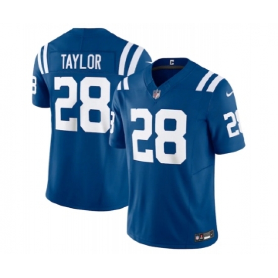 Men's Indianapolis Colts 28 Jonathan Taylor Blue 2023 F.U.S.E Vapor Untouchable Stitched Football Jersey