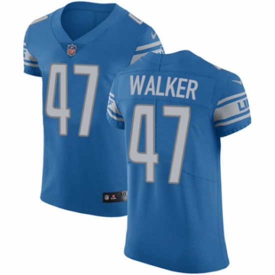 Men's Nike Detroit Lions 47 Tracy Walker Blue Team Color Vapor Untouchable Elite Player NFL Jersey