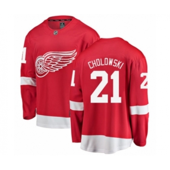 Men's Detroit Red Wings 21 Dennis Cholowski Authentic Red Home Fanatics Branded Breakaway NHL Jersey