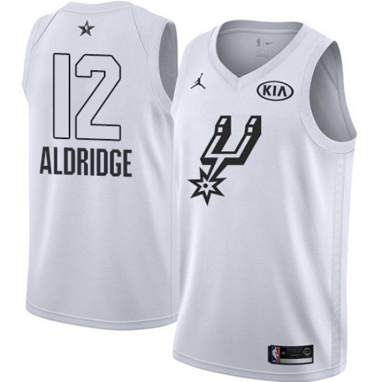 Men's Nike Jordan San Antonio Spurs 12 LaMarcus Aldridge Swingman White 2018 All-Star Game NBA Jersey