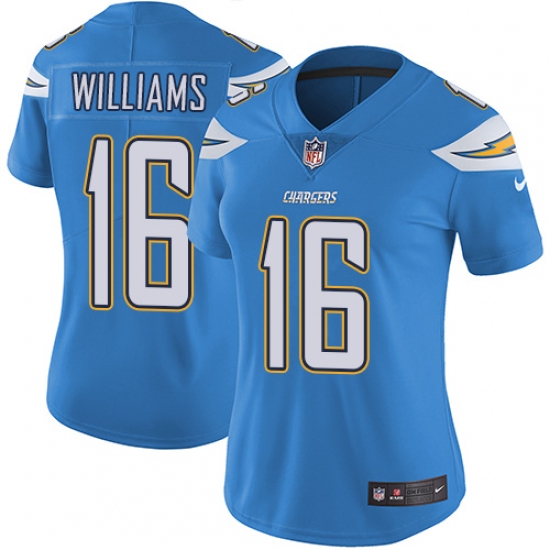 Women's Nike Los Angeles Chargers 16 Tyrell Williams Electric Blue Alternate Vapor Untouchable Limited Player NFL Jersey