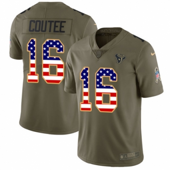 Men's Nike Houston Texans 16 Keke Coutee Limited Olive/USA Flag 2017 Salute to Service NFL Jersey