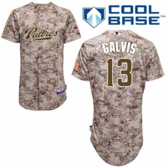 Men's Majestic San Diego Padres 13 Freddy Galvis Replica Camo Alternate 2 Cool Base MLB Jersey