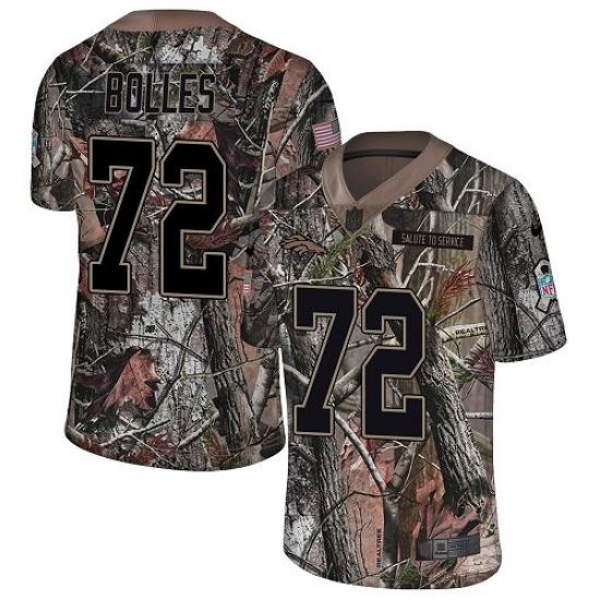 Youth Nike Denver Broncos 72 Garett Bolles Limited Camo Rush Realtree NFL Jersey