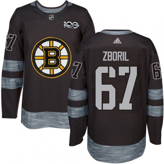 Men's Adidas Boston Bruins 67 Jakub Zboril Authentic Black 1917-2017 100th Anniversary NHL Jersey