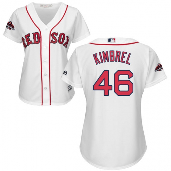 Women's Majestic Boston Red Sox 46 Craig Kimbrel Authentic White Home 2018 World Series Champions MLB Jersey