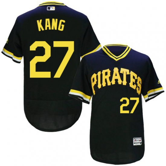 Men's Majestic Pittsburgh Pirates 27 Jung-ho Kang Black Flexbase Authentic Collection Cooperstown MLB Jersey