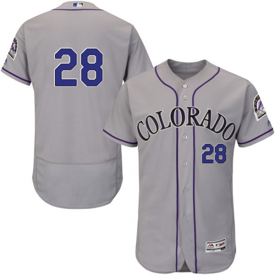 Men's Majestic Colorado Rockies 28 Nolan Arenado Grey Road Flex Base Authentic Collection MLB Jersey