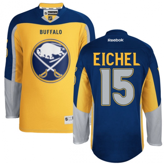 Men's Reebok Buffalo Sabres 15 Jack Eichel Authentic Gold New Third NHL Jersey