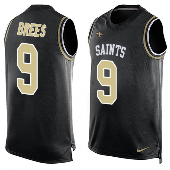 Men's Nike New Orleans Saints 9 Drew Brees Limited Black Player Name & Number Tank Top NFL Jersey