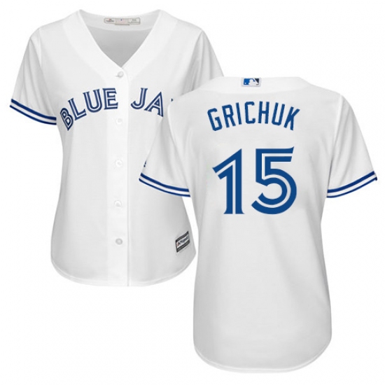 Women's Majestic Toronto Blue Jays 15 Randal Grichuk Replica White Home MLB Jersey