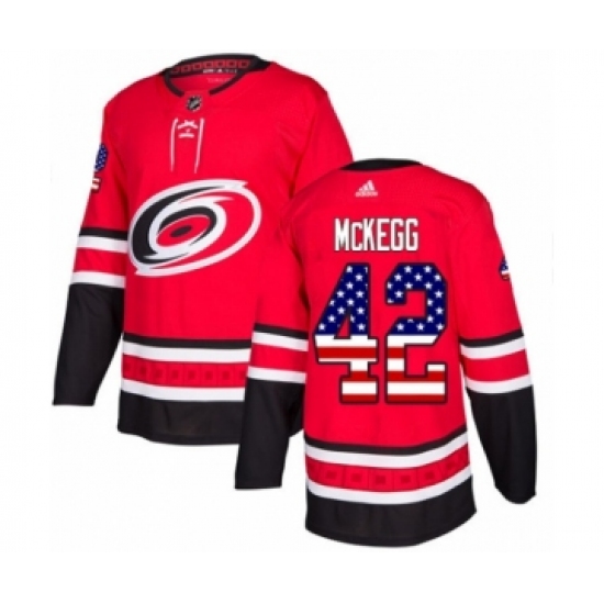 Youth Adidas Carolina Hurricanes 42 Greg McKegg Authentic Red USA Flag Fashion NHL Jersey