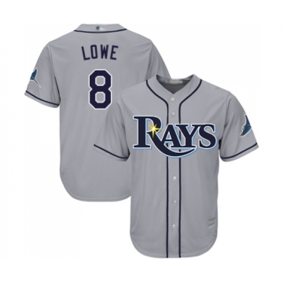 Men's Tampa Bay Rays 8 Brandon Lowe Replica Grey Road Cool Base Baseball Jersey