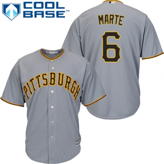 Men's Majestic Pittsburgh Pirates 6 Starling Marte Replica Grey Road Cool Base MLB Jersey