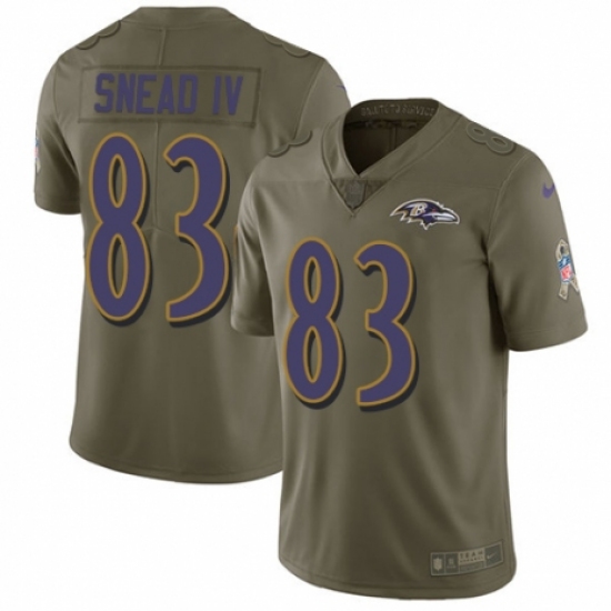 Men's Nike Baltimore Ravens 83 Willie Snead IV Limited Olive 2017 Salute to Service NFL Jersey