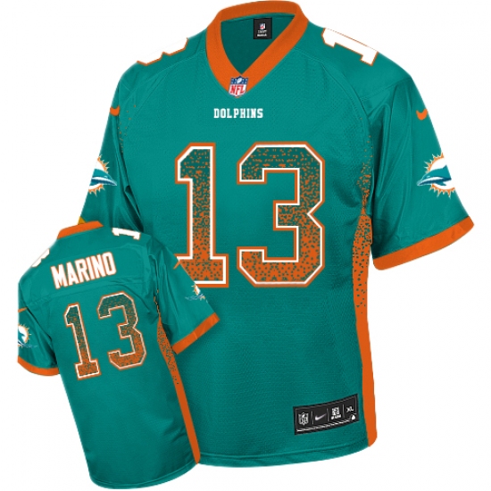 Youth Nike Miami Dolphins 13 Dan Marino Elite Aqua Green Drift Fashion NFL Jersey
