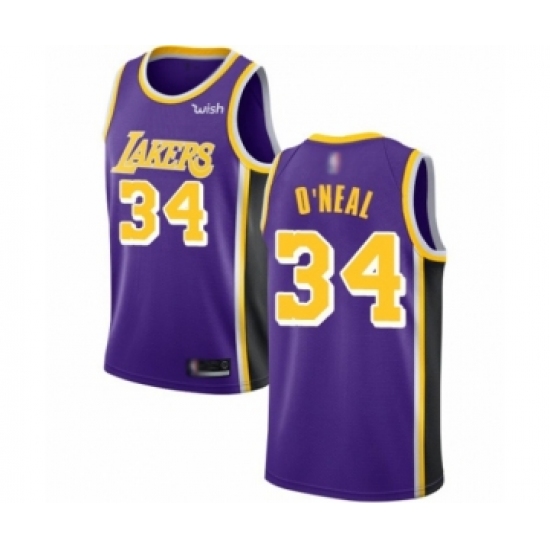 Men's Los Angeles Lakers 34 Shaquille O'Neal Authentic Purple Basketball Jerseys - Icon Edition