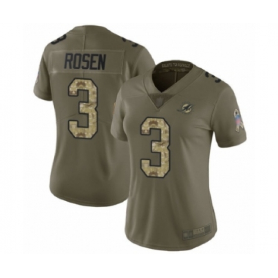 Women's Miami Dolphins 3 Josh Rosen Limited Olive Camo 2017 Salute to Service Football Jersey