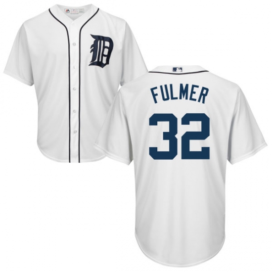 Men's Majestic Detroit Tigers 32 Michael Fulmer Replica White Home Cool Base MLB Jersey