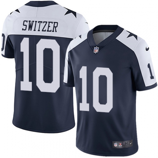 Men's Nike Dallas Cowboys 10 Ryan Switzer Navy Blue Throwback Alternate Vapor Untouchable Limited Player NFL Jersey