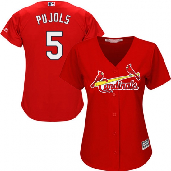 Women's Majestic St. Louis Cardinals 5 Albert Pujols Authentic Red Alternate Cool Base MLB Jersey