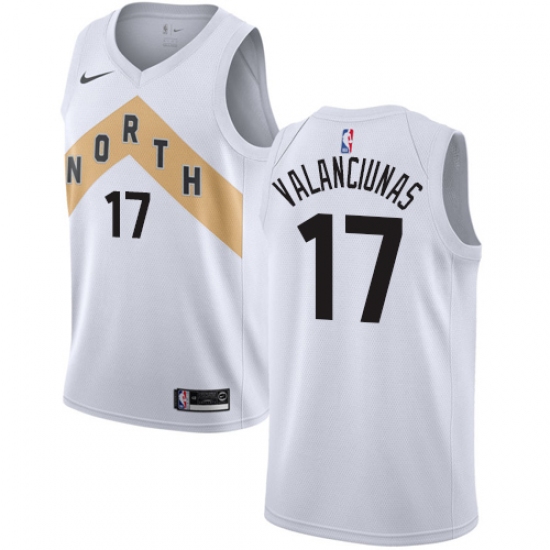 Youth Nike Toronto Raptors 17 Jonas Valanciunas Swingman White NBA Jersey - City Edition