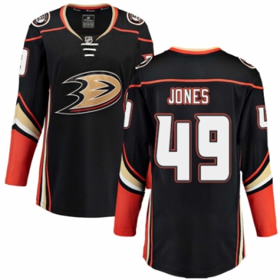 Women's Anaheim Ducks 49 Max Jones Authentic Black Home Fanatics Branded Breakaway NHL Jersey