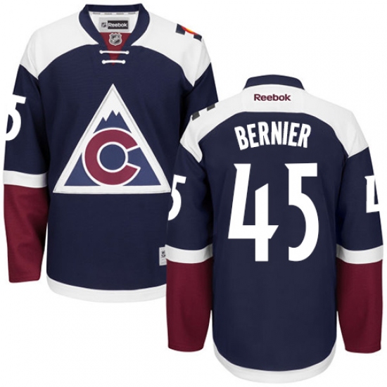 Men's Reebok Colorado Avalanche 45 Jonathan Bernier Premier Blue Third NHL Jersey