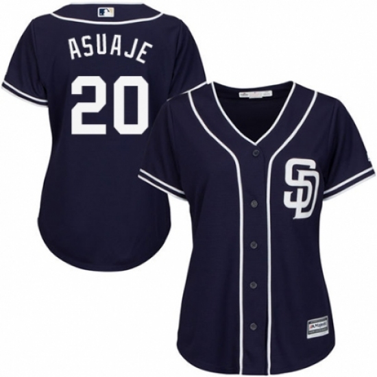 Women's Majestic San Diego Padres 20 Carlos Asuaje Authentic Navy Blue Alternate 1 Cool Base MLB Jersey