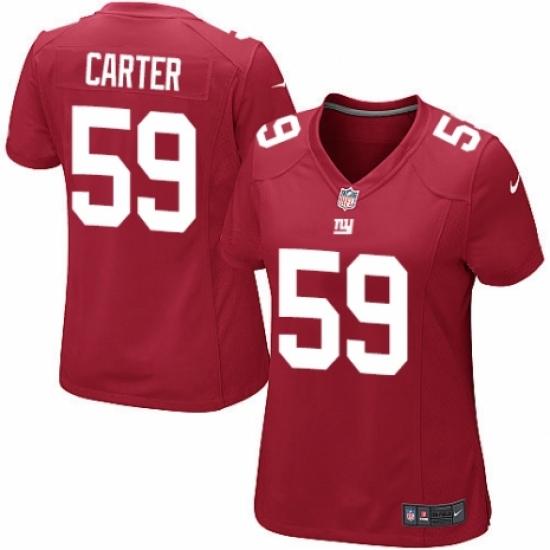 Women's Nike New York Giants 59 Lorenzo Carter Game Red Alternate NFL Jersey